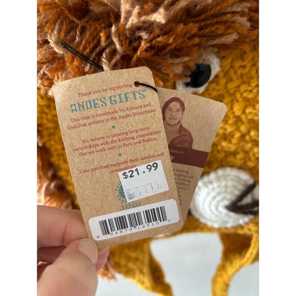 ANDES KIDS Alpaca Handmade Peruvian Cooperative Knit Hat Lion One Size NWT - Picture 2 of 4